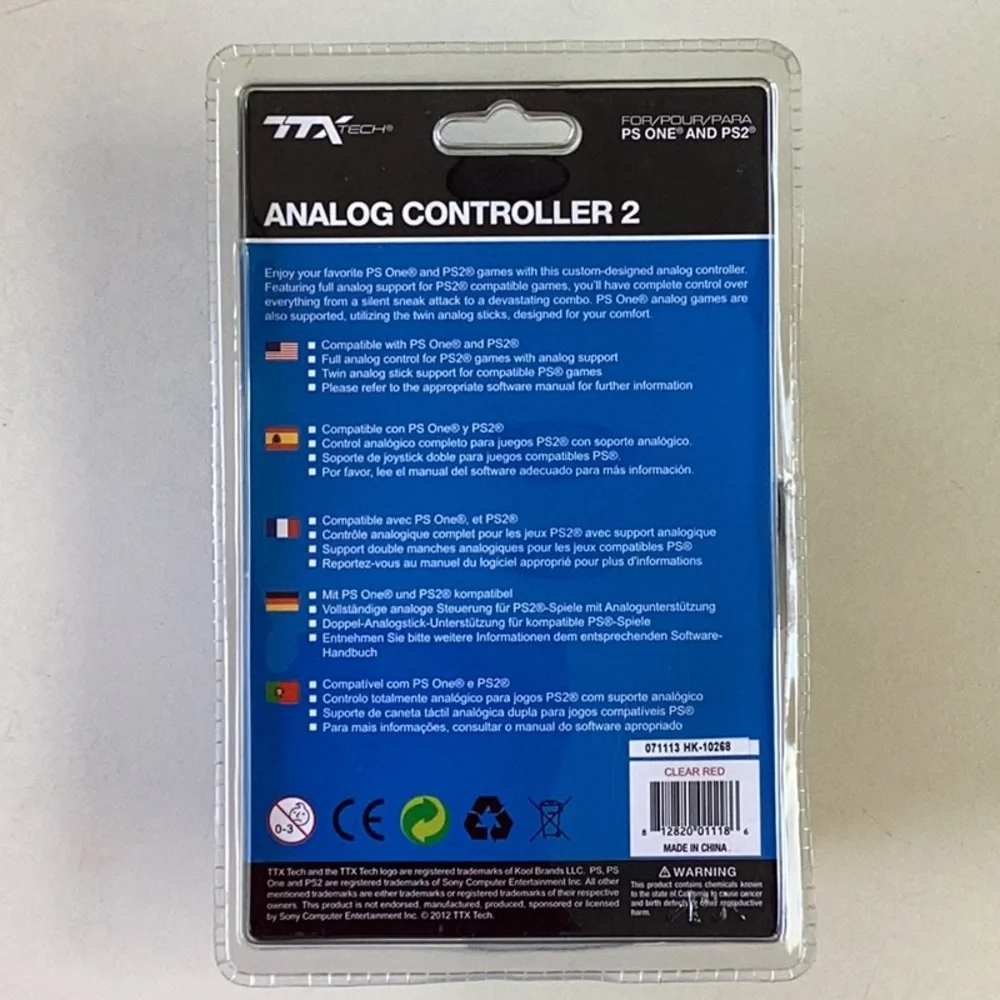 PlayStation 2 Controller Analog Controller PS One & PS2 TTX Tech Clear Red New